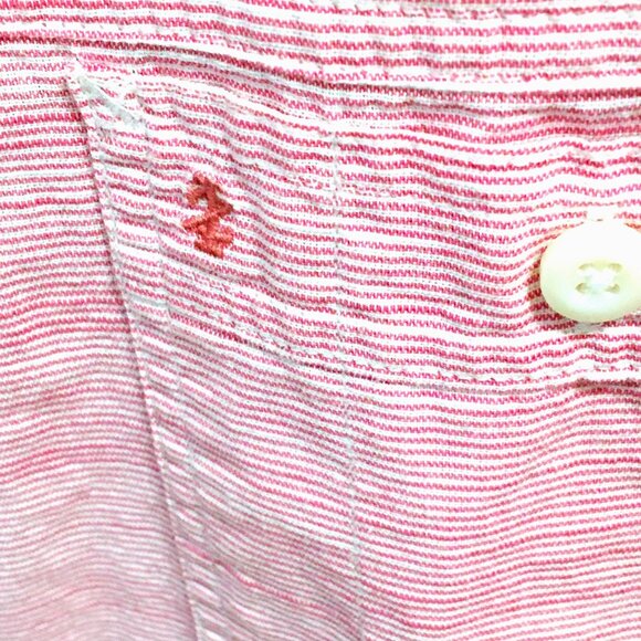 Izod Men's Button Down Short Sleeve Shirt Red Pinstripe, Large - Picture 6 of 6
